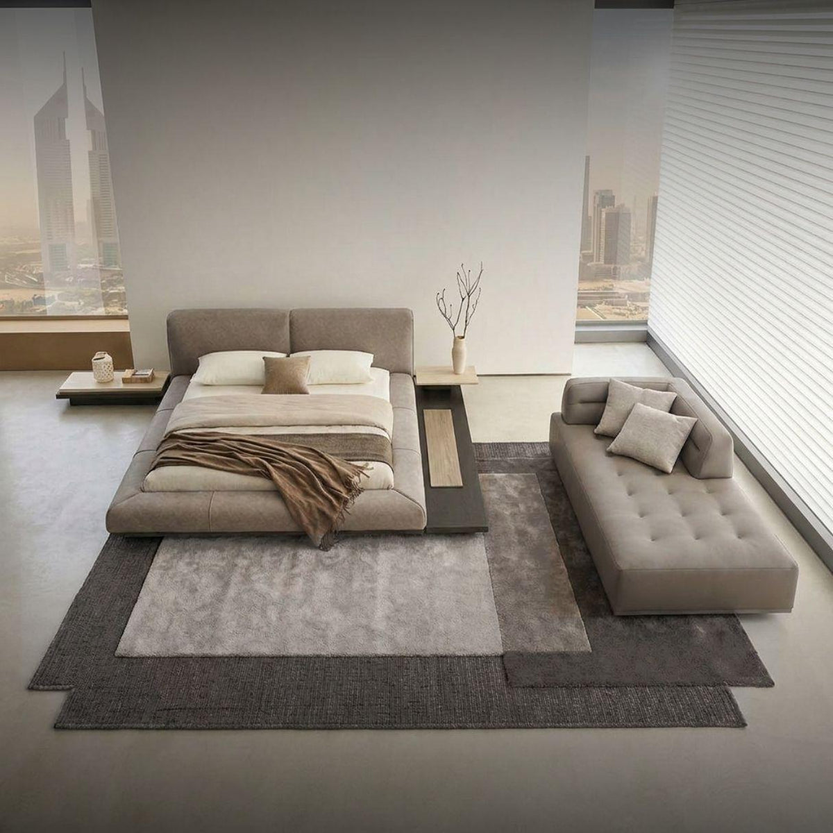 Handmade shape rug by COOL HALI in brown with geometric patterns, measuring 430x300 cm, from the BAUHAUS-01 collection.