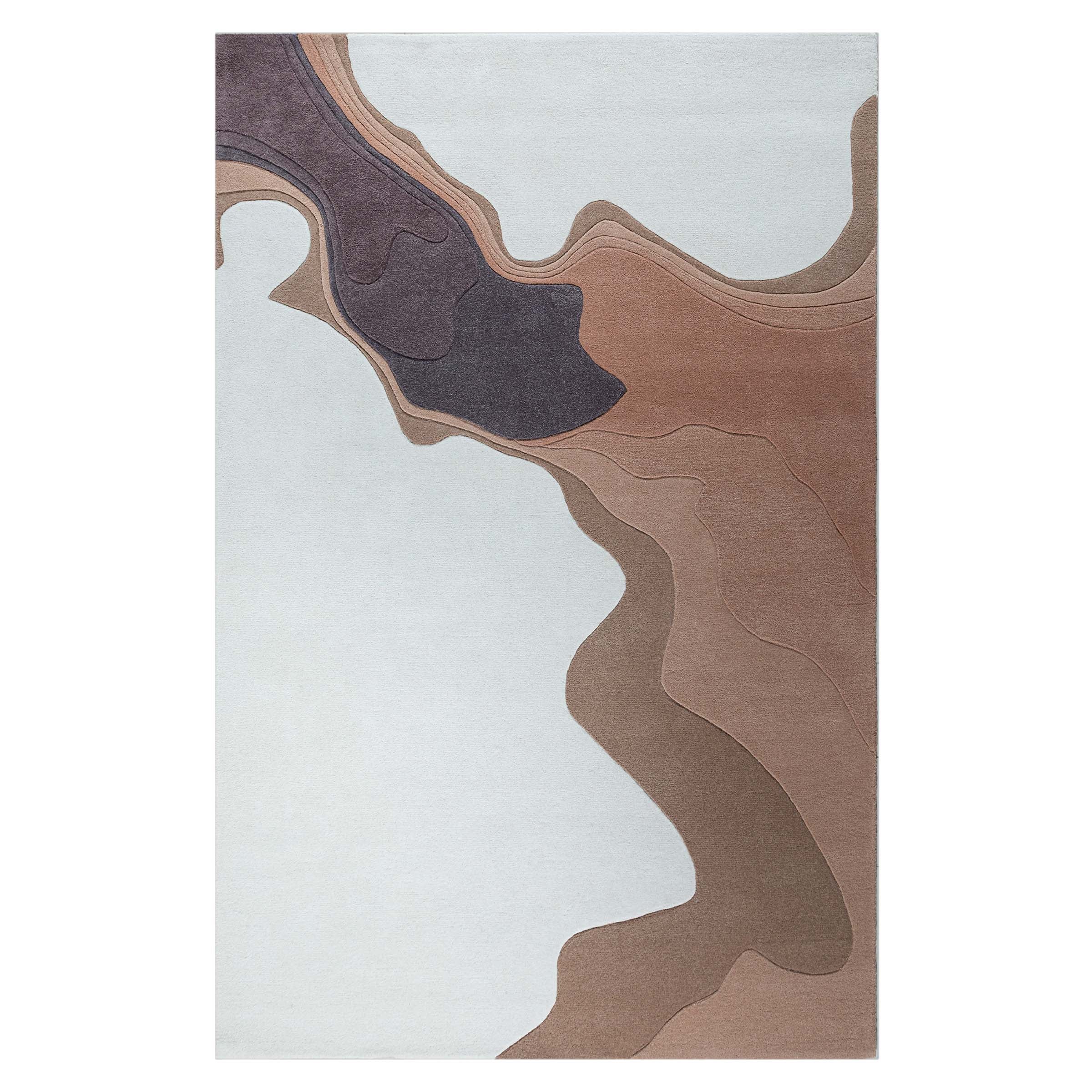 450x300 cm Driftwood Melody Wool Beige and Dark Beige Rug by Javi with intricate patterns and soft texture.