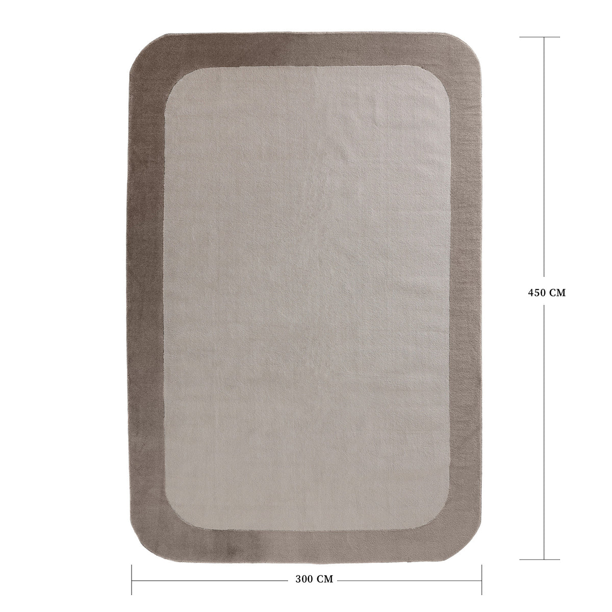 COOL HALI FRAME-01 handmade rounded corner rug, 450x300 cm, shown in a neutral geometric design