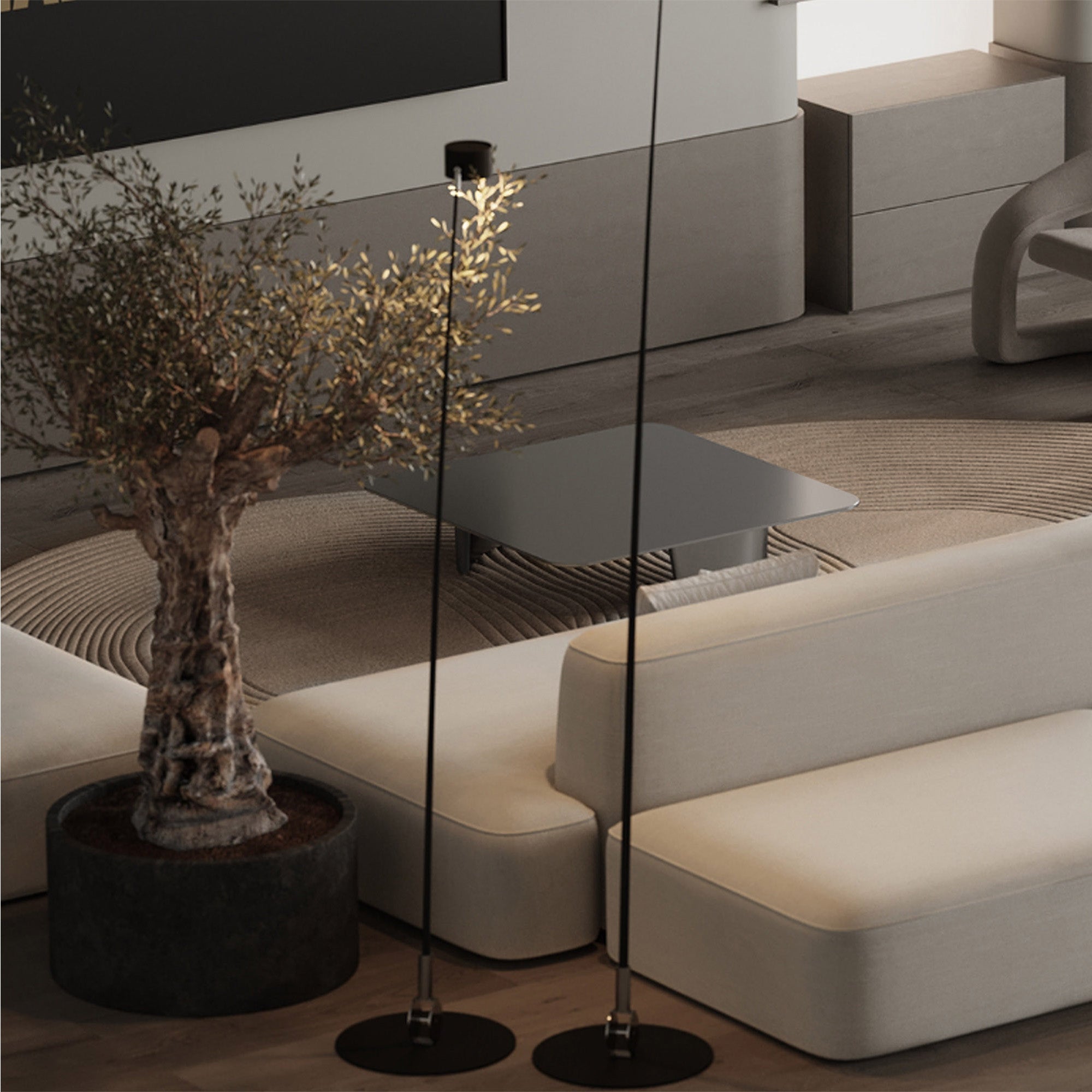 450x350 cm Echoes Wool Gray Rug by Javi, featuring a soft textured design, perfect for modern living spaces.