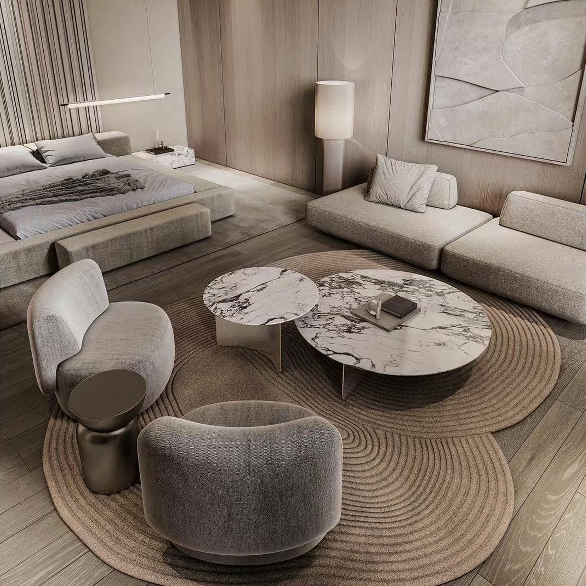 450x350 cm Echoes Wool Gray Rug by Javi, showcasing soft, textured wool material with modern gray design for home decor.