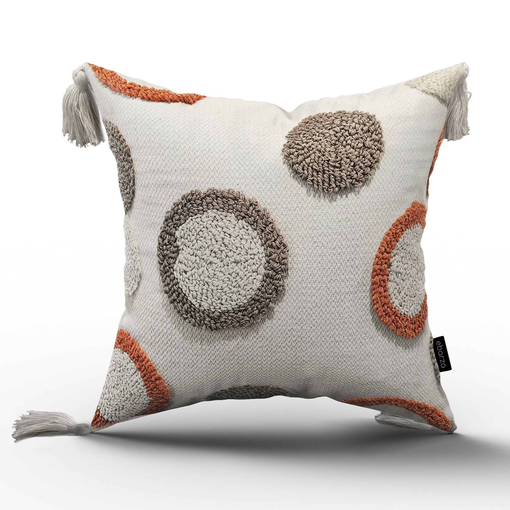Grey and white 45x45 cm dot tufted cotton cushion from BEACON, featuring a soft, stylish design perfect for living room decor.