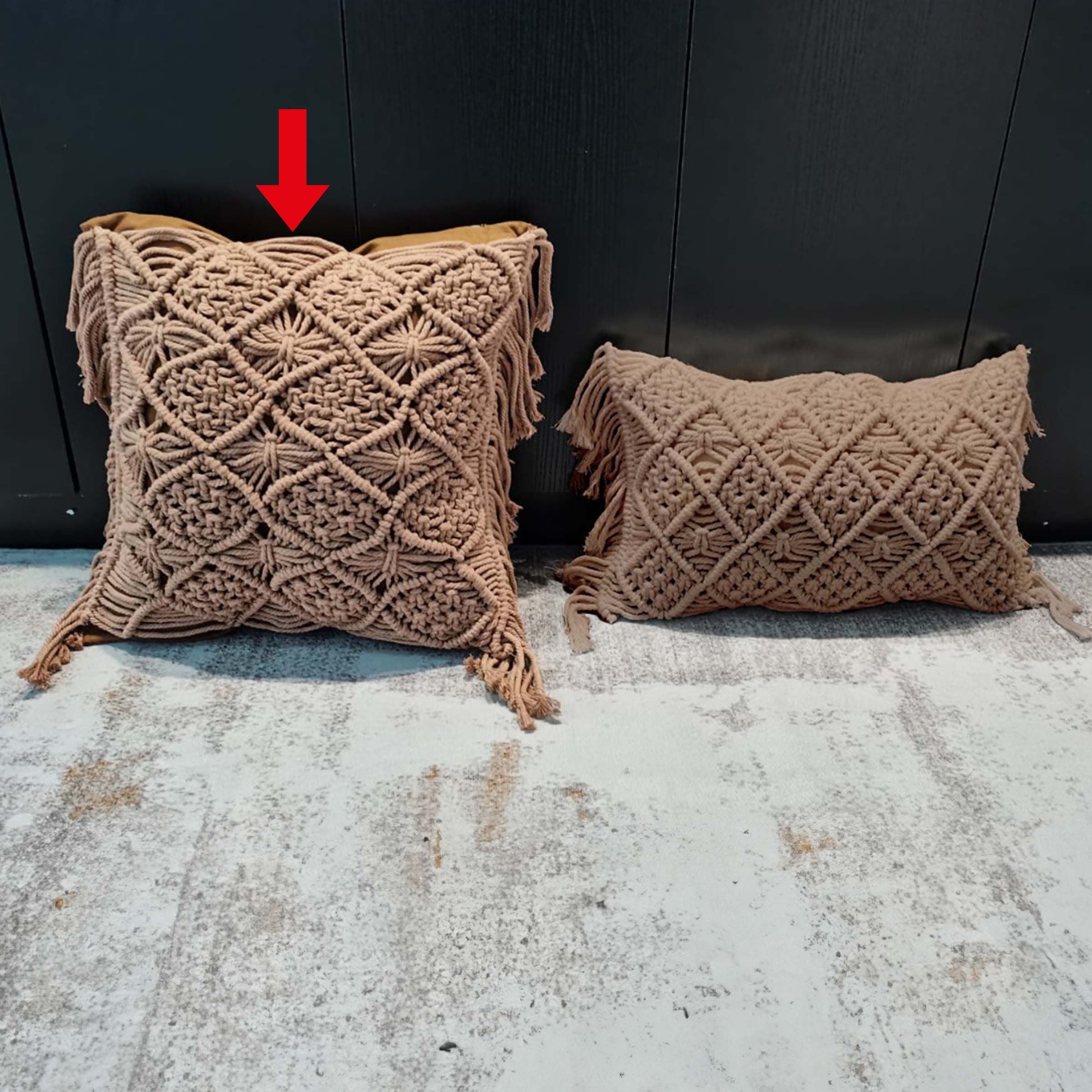 45x45 cm Rope Cushion KD2325 -  Cushions - ebarza Furniture UAE | Shop Modern Furniture in Abu Dhabi & Dubai - مفروشات ايبازرا في الامارات | تسوق اثاث عصري وديكورات مميزة في دبي وابوظبي