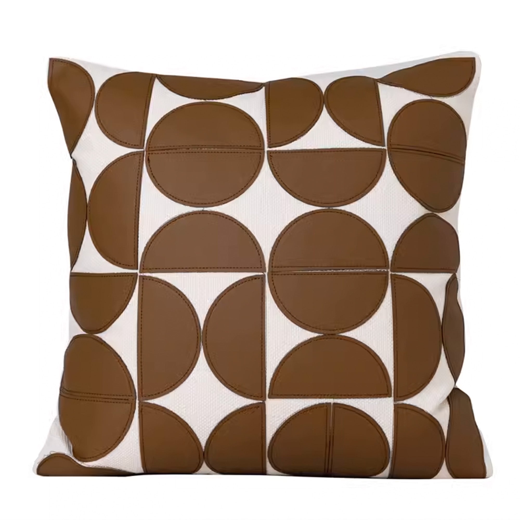 Semi-circle patchwork cushion by BEACON, 45x45 cm, with colorful fabric patterns, decorative cushion for sofa or bed.