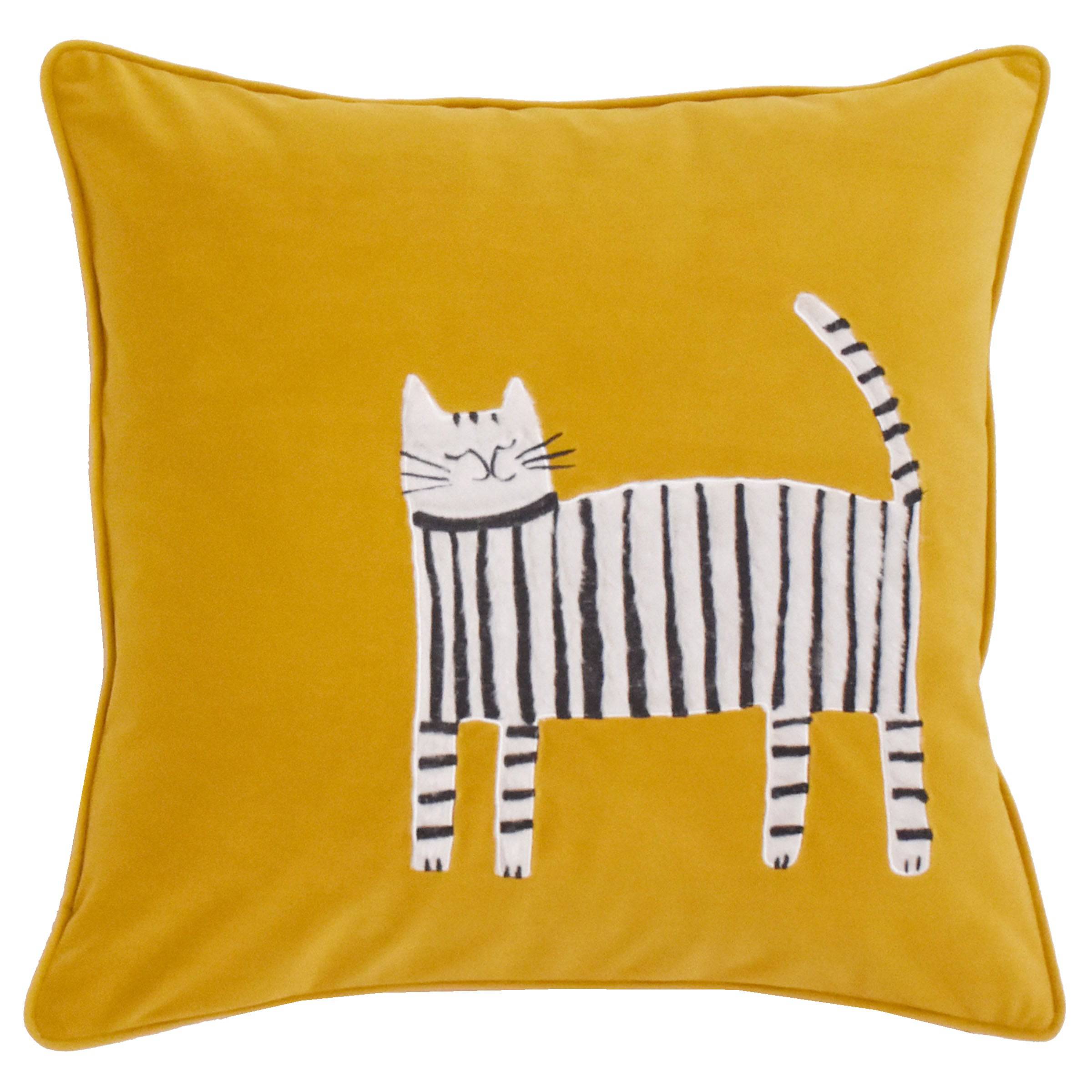 45X45 Cm Striped Cat Embroidered Throw Cushion Ecc-030 -  Cushions | وسادة رمي مطرزة على شكل قطة مقاس 45 × 45 سم - ebarza Furniture UAE | Shop Modern Furniture in Abu Dhabi & Dubai - مفروشات ايبازرا في الامارات | تسوق اثاث عصري وديكورات مميزة في دبي وابوظبي