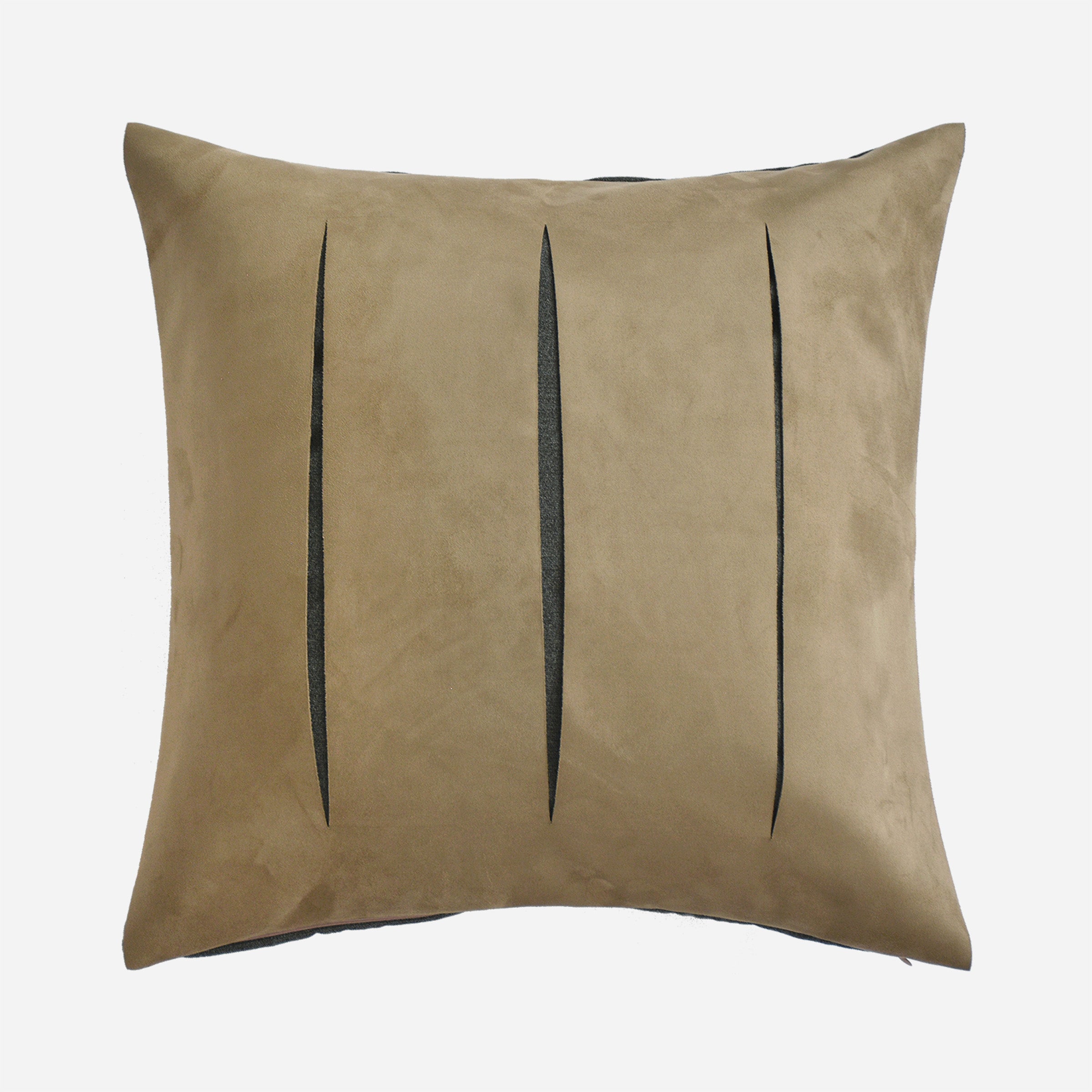 Beige 45x45 inch Theo imitation leather cushion by BEACON, square decorative cushion with stitched edges.
