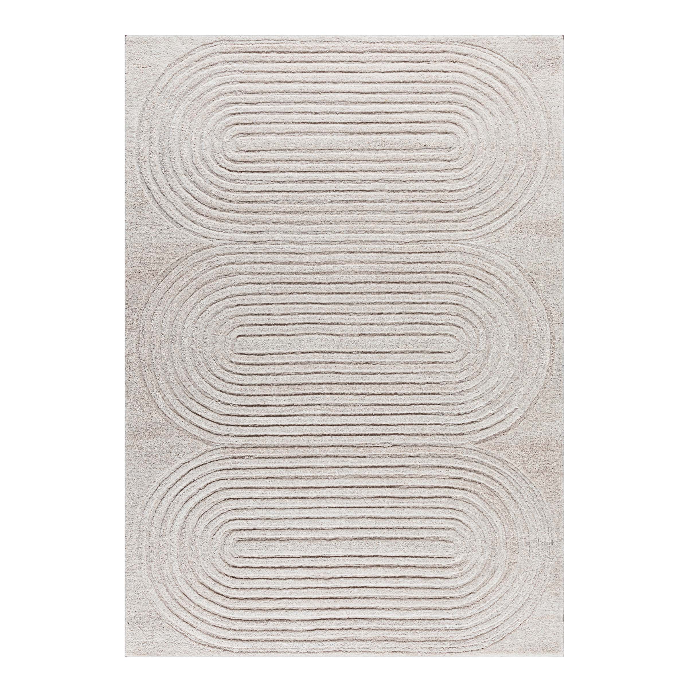 Beige wool rug with eclipsed pearls pattern, 600x400 cm Javi JH-22749, soft textured area rug for living spaces.