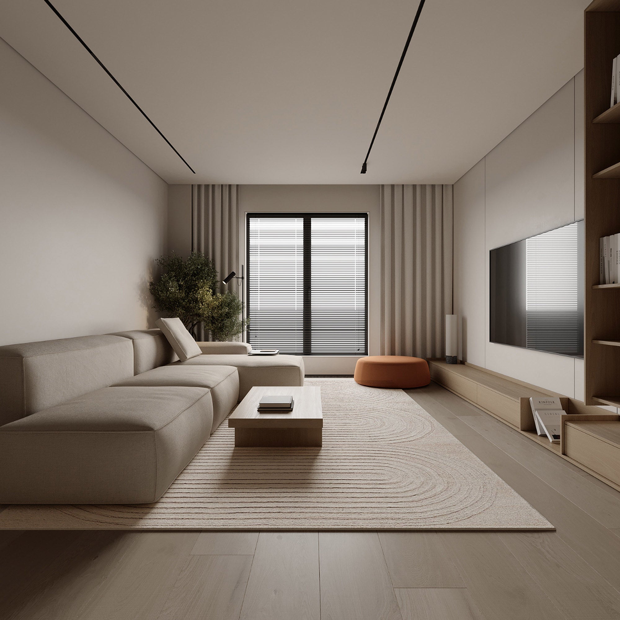 600x400 cm beige wool rug with eclipsed pearl pattern by Javi, model JH-22749, showcasing soft texture and elegant design.