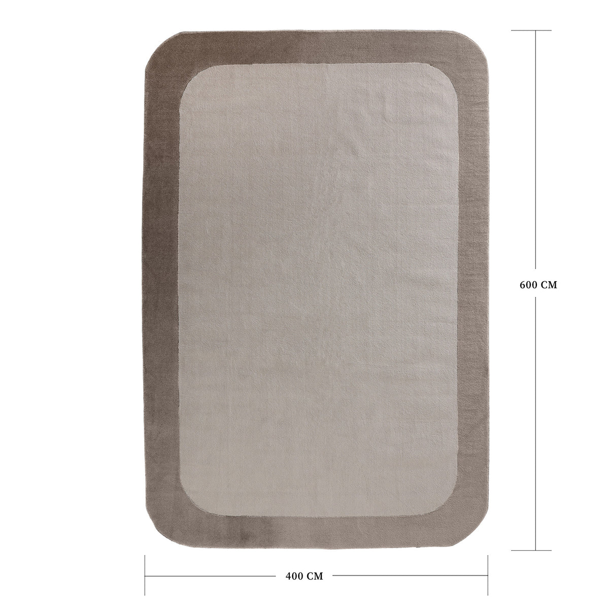 COOL HALI FRAME-01 handmade rounded corner rug, 600x400 cm, beige geometric border design