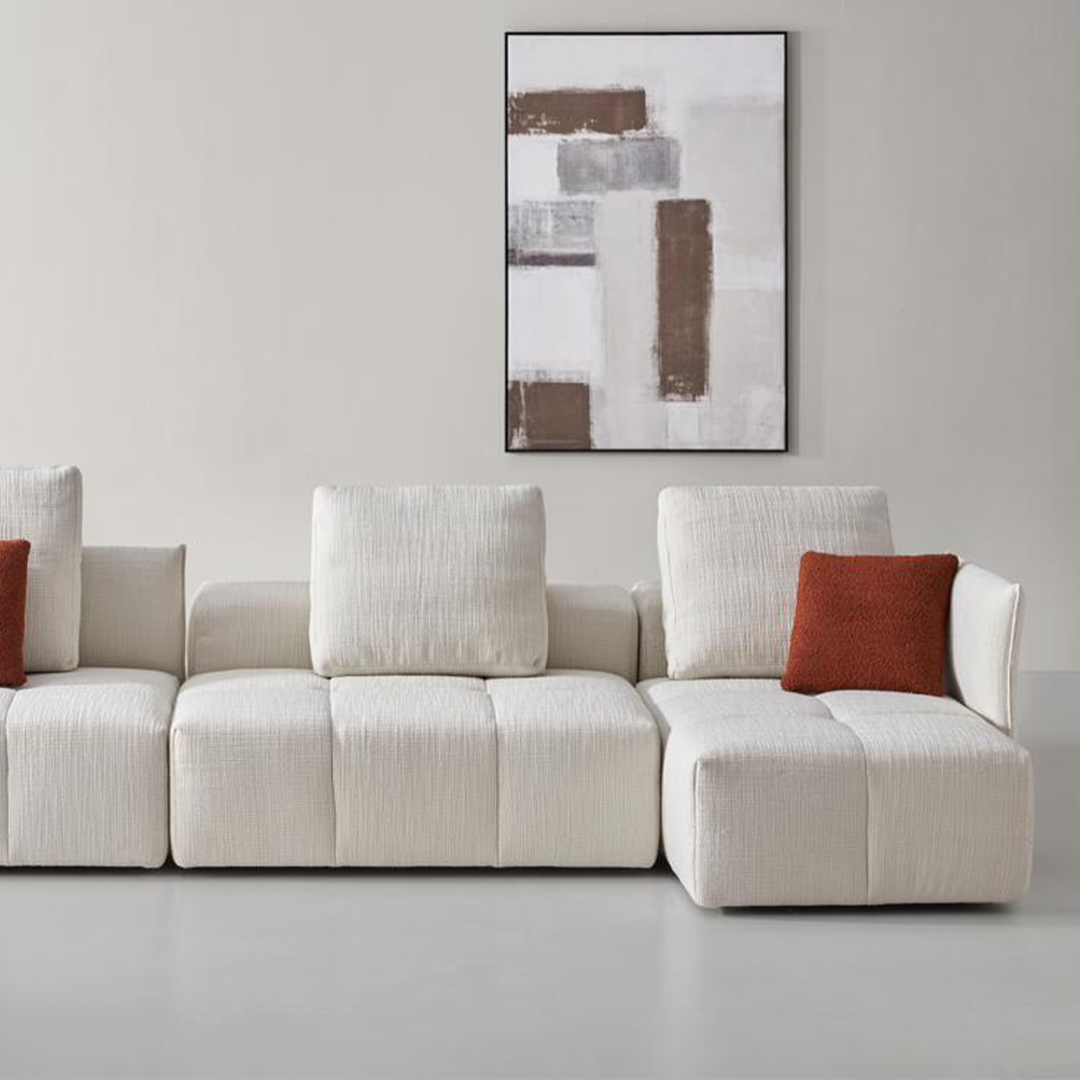 Large 60x53 cm modular cushion for sofas from BEACON, designed for comfortable seating and customizable sofa arrangements.