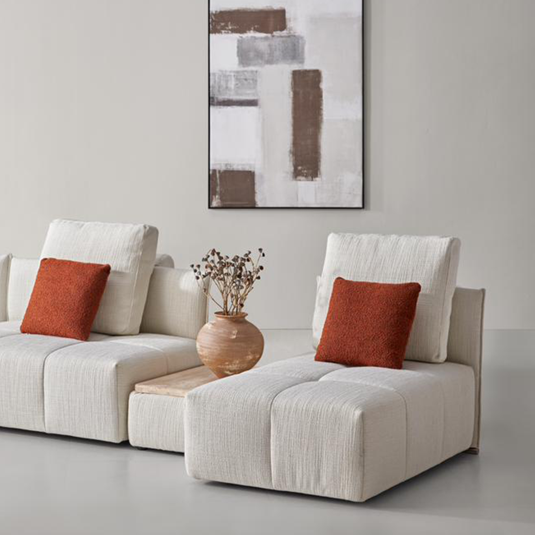 Large 60x53 cm BEACON modular cushion for sofa puzzle, versatile and plush seating accessory in vibrant fabric.