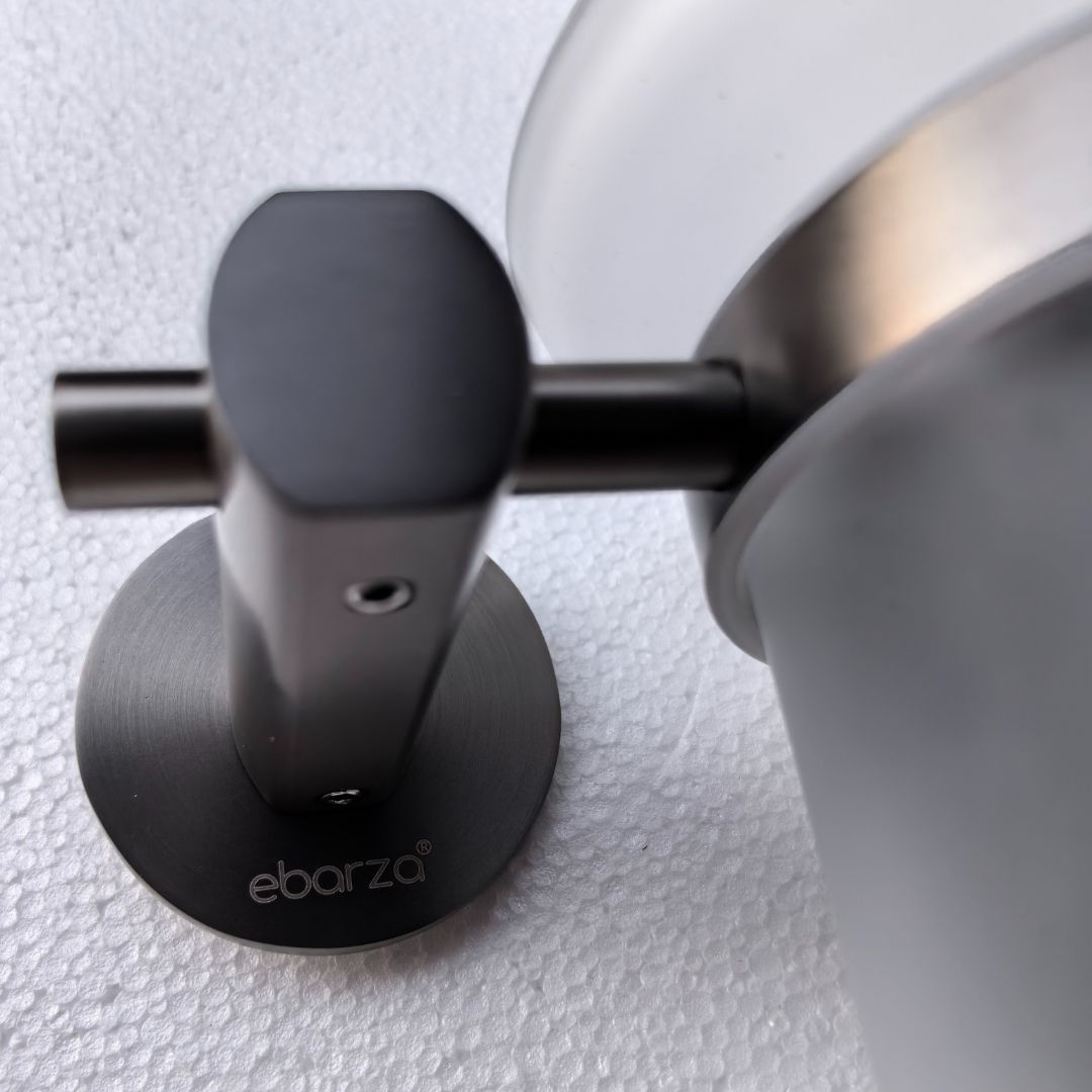 BEACON Bravon toilet brush holder and towel hanger hooks in sleek design, mounted on bathroom wall in image 889006_2.