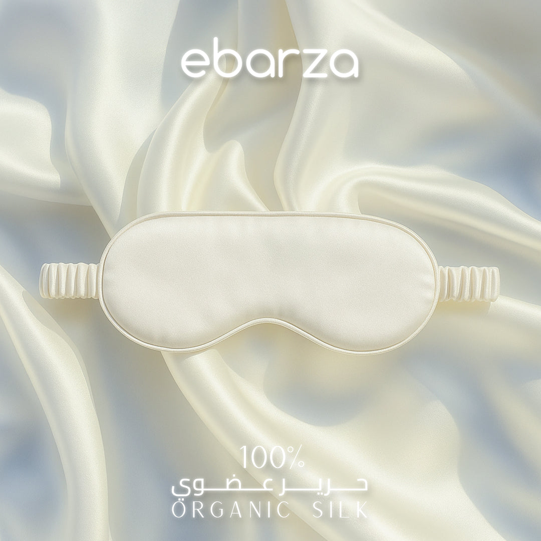 Ivory silk eye mask shell, 9x21 inches, made with 16mm silk for comfortable bedding and sleep comfort.