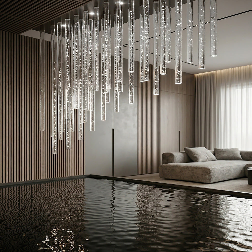 Acrylic Bubble Rod door handle by BEACON with clear acrylic and bubble design, mounted on a door.