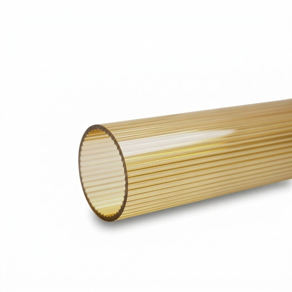 Acrylic inner striped tube door handle in champagne color by BEACON, sleek and modern design.