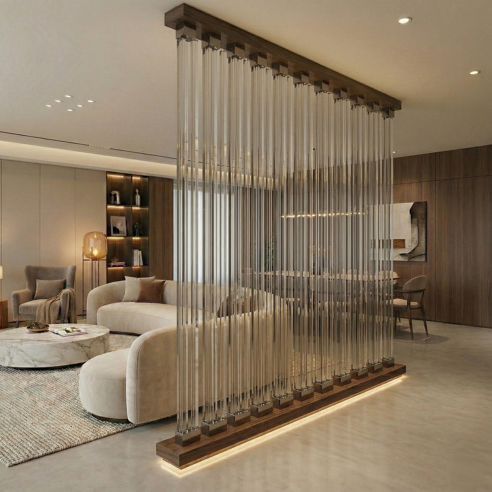 Acrylic square door handle in clear material, part of BEACON SWH20CPMMA series, mounted on a door.