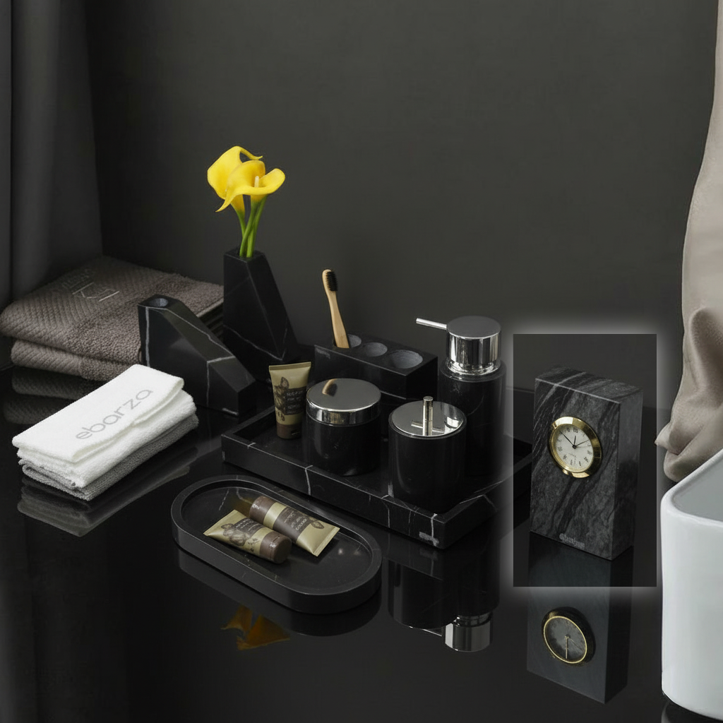 Ancient Wood Grain Marble Small Table Clock TCA891 -  Clocks - ebarza Furniture UAE | Shop Modern Furniture in Abu Dhabi & Dubai - مفروشات ايبازرا في الامارات | تسوق اثاث عصري وديكورات مميزة في دبي وابوظبي