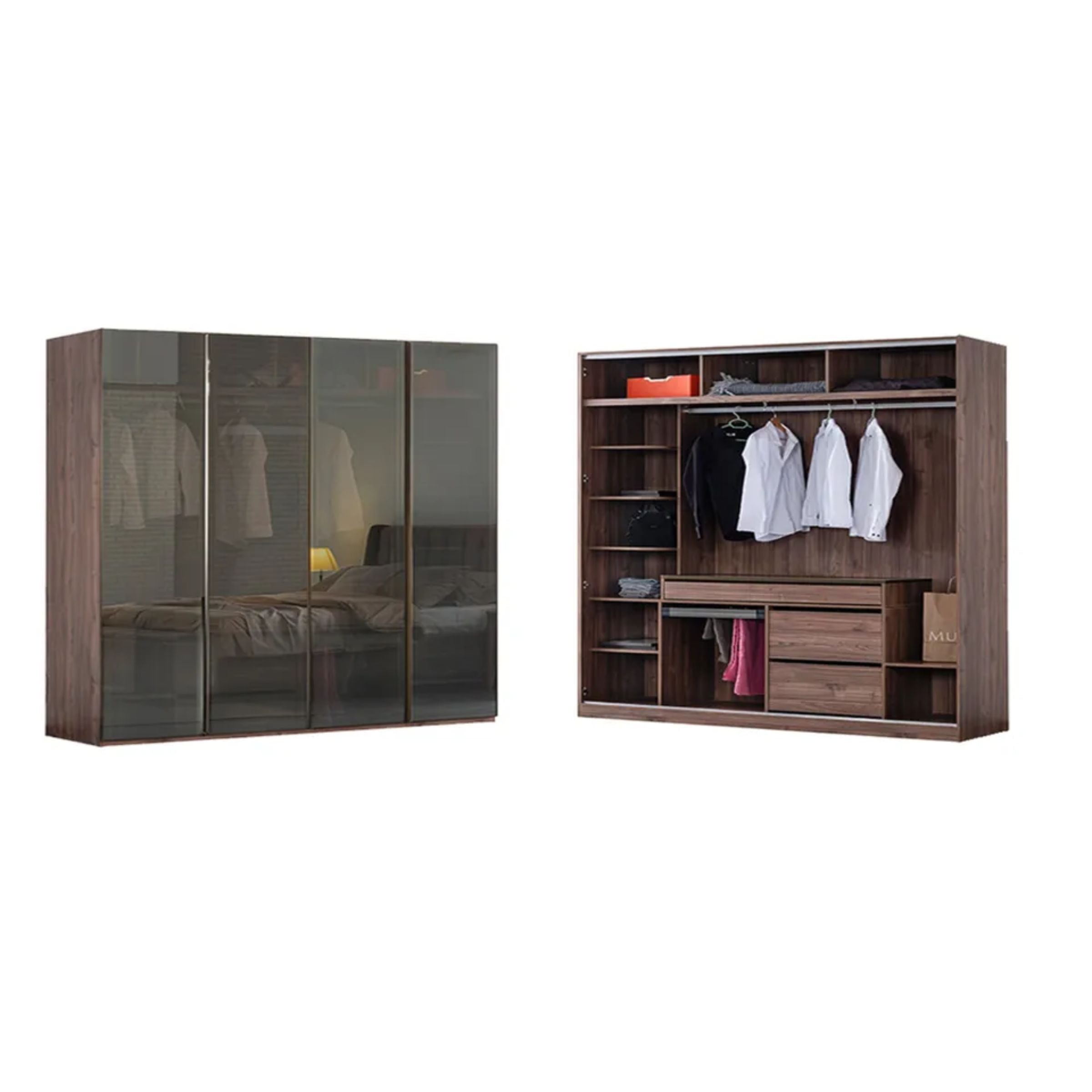 Antik 200 cm 4 Door Wardrobe AKYL-ATK200 -  Cabinets | خزانة ملابس أنتيك 200 سم - ebarza Furniture UAE | Shop Modern Furniture in Abu Dhabi & Dubai - مفروشات ايبازرا في الامارات | تسوق اثاث عصري وديكورات مميزة في دبي وابوظبي