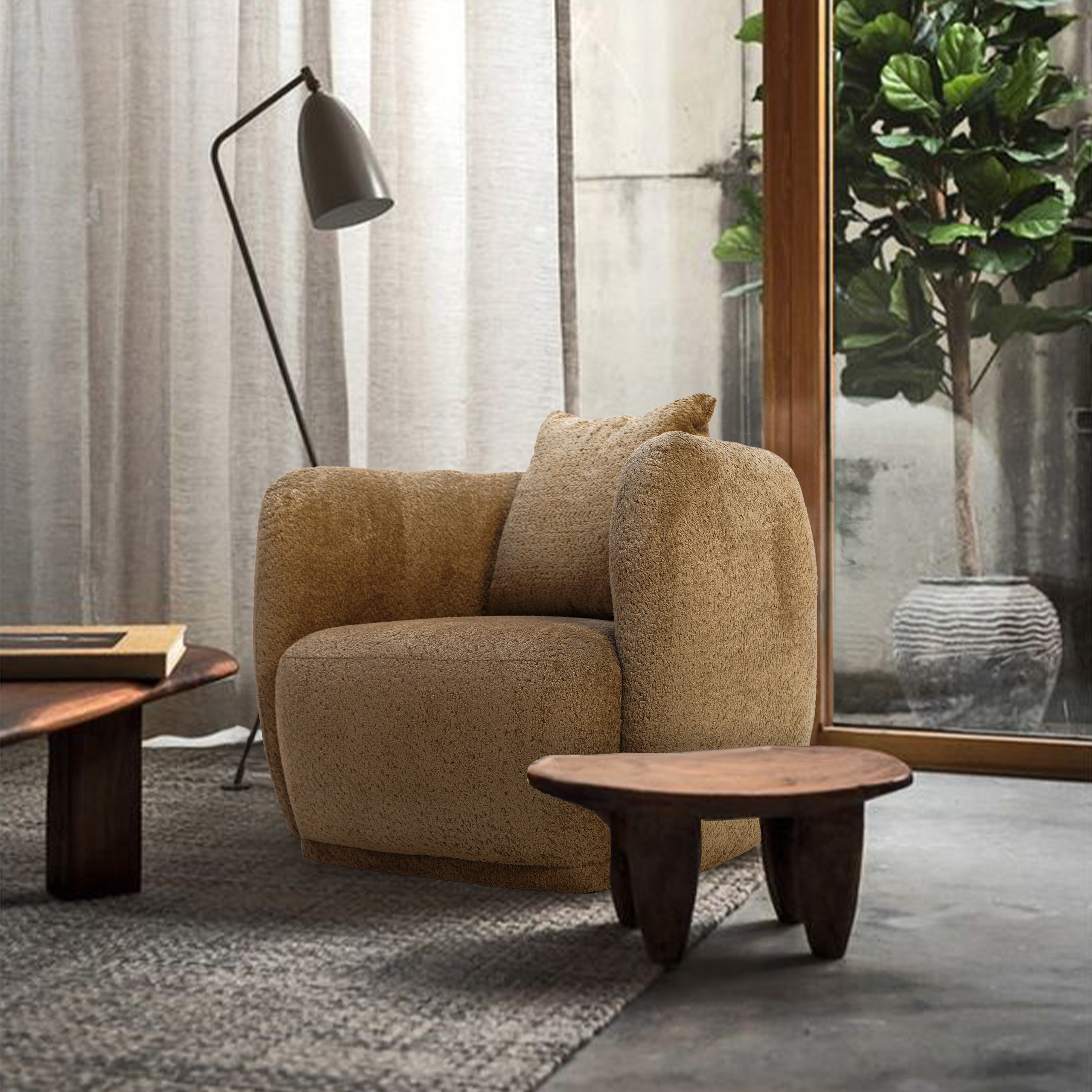 Crown Armchair SBRN-CRN1S- Light Brown -  Lounge Chairs | كرسي التاج - ebarza Furniture UAE | Shop Modern Furniture in Abu Dhabi & Dubai - مفروشات ايبازرا في الامارات | تسوق اثاث عصري وديكورات مميزة في دبي وابوظبي
