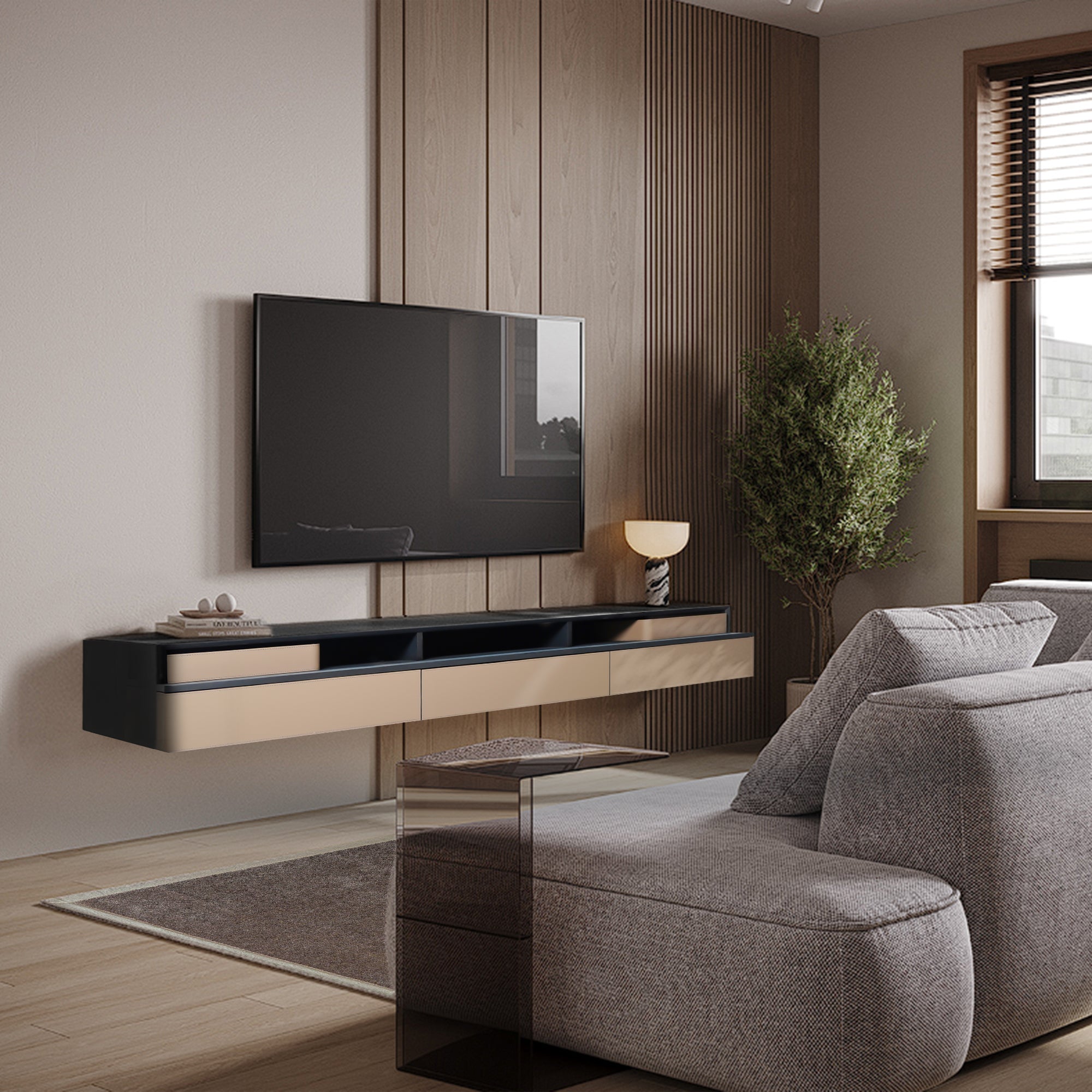 Hanged Tv Stand TV-038 -  Storage/TV Unites | حامل تلفزيون معلق - ebarza Furniture UAE | Shop Modern Furniture in Abu Dhabi & Dubai - مفروشات ايبازرا في الامارات | تسوق اثاث عصري وديكورات مميزة في دبي وابوظبي