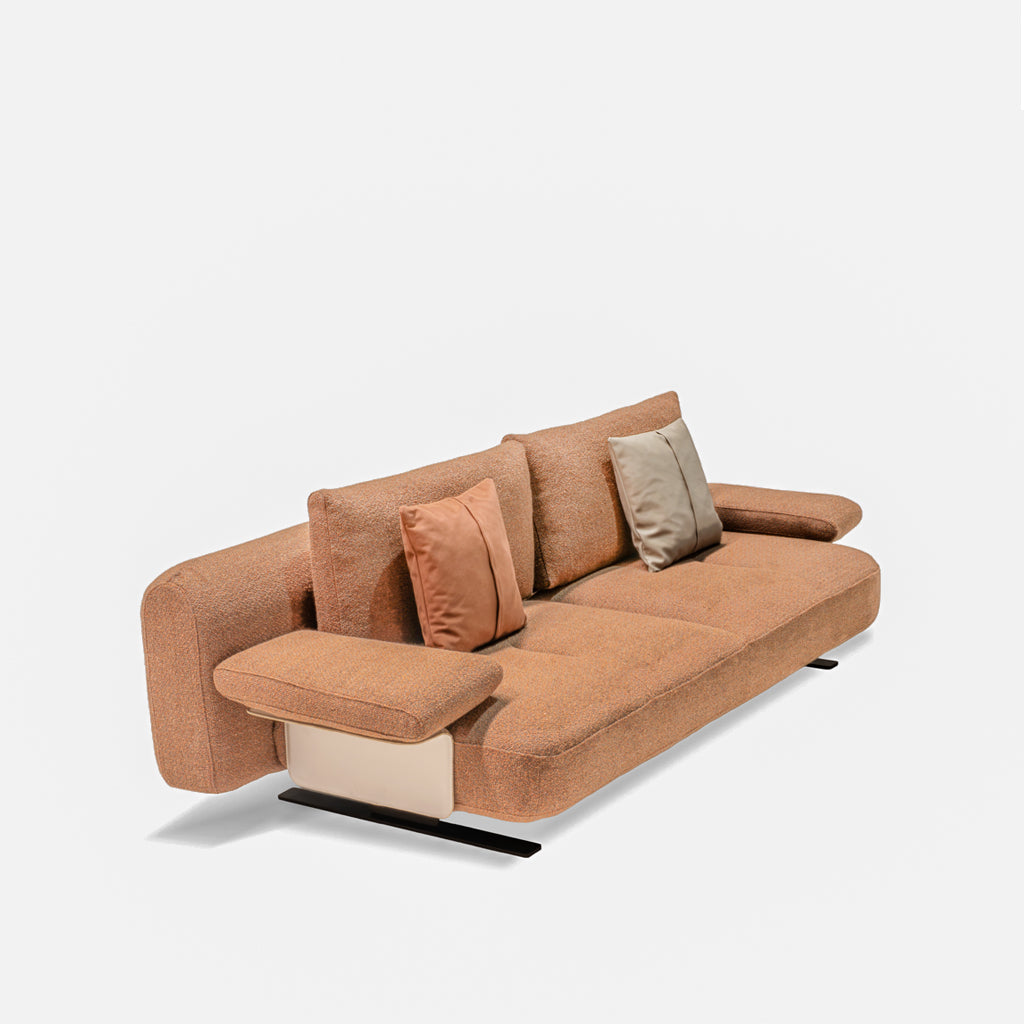 Edge caramel modern 3-seater sofa by HOMAGE KOLTUK, featuring sleek design and plush cushions in a contemporary living room setting.