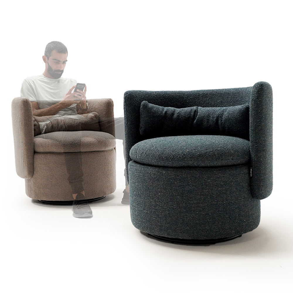 Round Back Swivel Chair G-18075E -  Armchairs | كرسي دوار الظهر - رمادي - ebarza Furniture UAE | Shop Modern Furniture in Abu Dhabi & Dubai - مفروشات ايبازرا في الامارات | تسوق اثاث عصري وديكورات مميزة في دبي وابوظبي