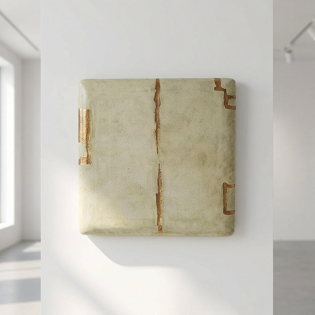 Artic handmade wood carving painting by BEACON, featuring intricate designs on a 980x980mm wooden panel.