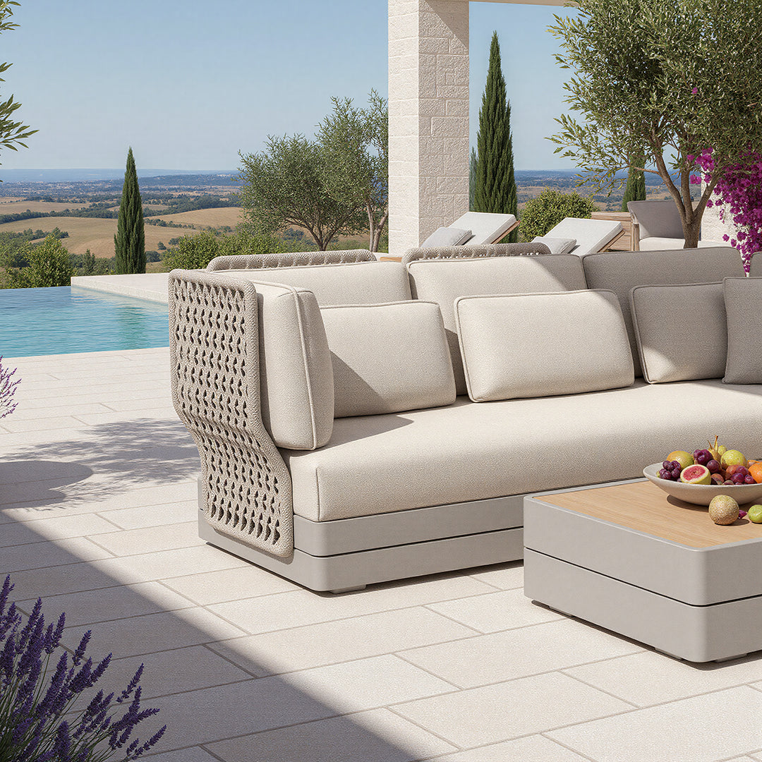 Attal Alu Rope Sofa Set And Center And Side Table SYN-SCST01  25007 -  Outdoor Sofas - ebarza Furniture UAE | Shop Modern Furniture in Abu Dhabi & Dubai - مفروشات ايبازرا في الامارات | تسوق اثاث عصري وديكورات مميزة في دبي وابوظبي