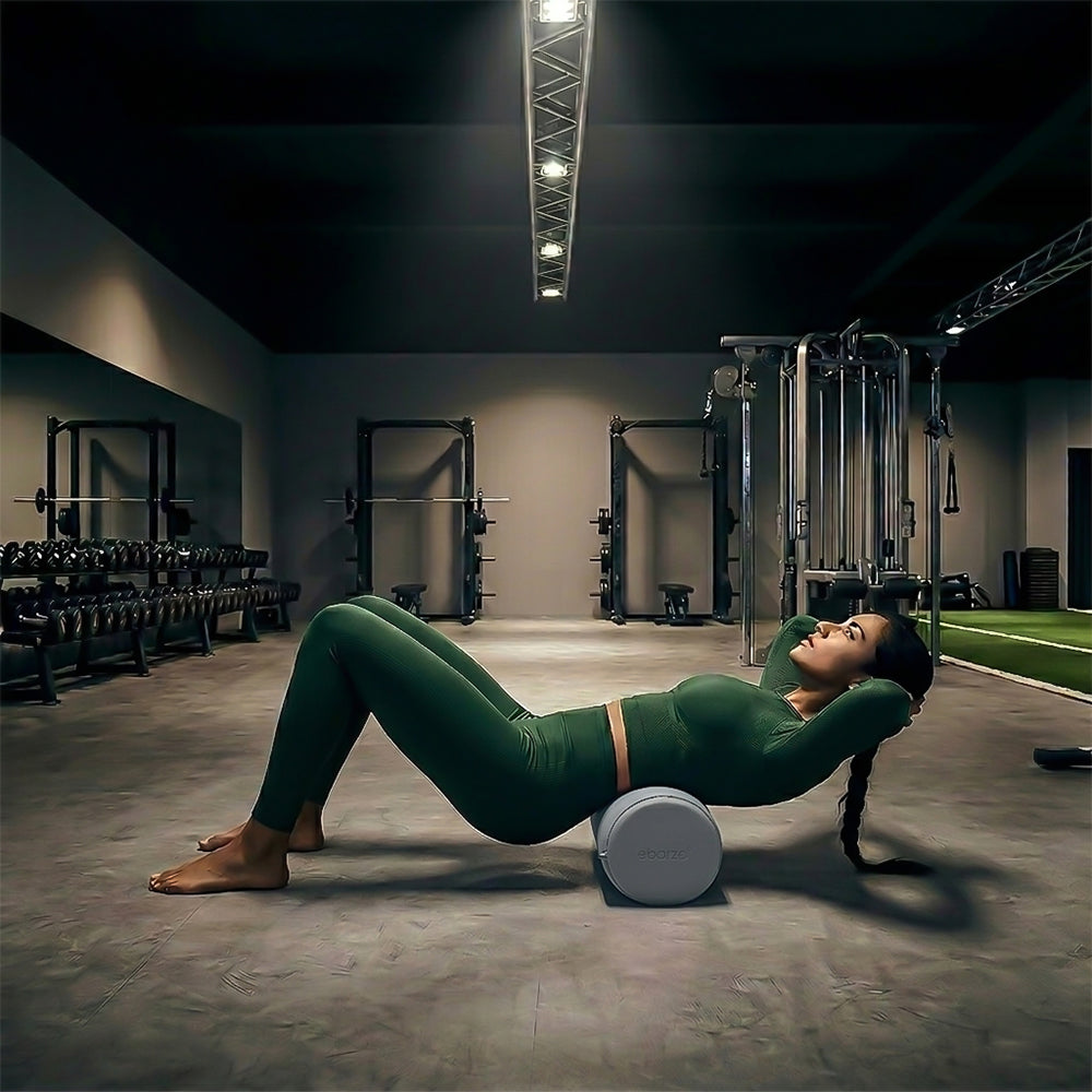 Aureus Epp foam leather gym foam roller by BEACON, cylindrical exercise equipment for muscle massage and recovery.
