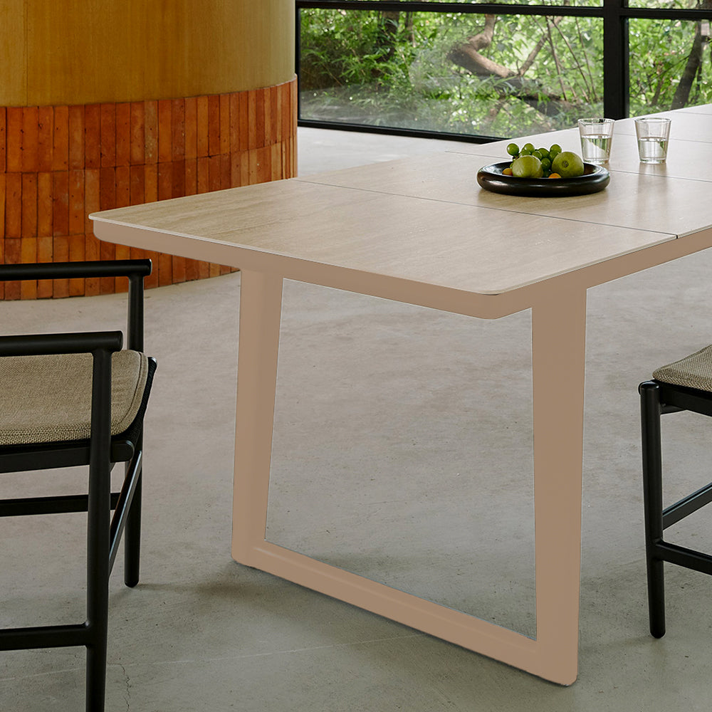 BAGEL RECTANGULAR DINING TABLE WITH CERAMIC TOP (U-SHAPED LEGS) KT8602G27CER -  Outdoor Tables - ebarza Furniture UAE | Shop Modern Furniture in Abu Dhabi & Dubai - مفروشات ايبازرا في الامارات | تسوق اثاث عصري وديكورات مميزة في دبي وابوظبي
