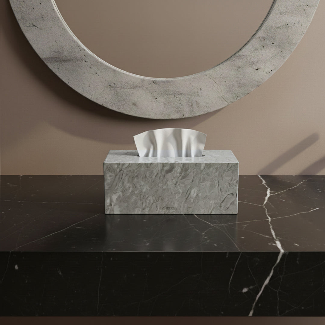 Bawang Flower Marble Rectangular Tissue Box (PVC magnetic suction base) SBK892-5A -  Tissue Boxes - ebarza Furniture UAE | Shop Modern Furniture in Abu Dhabi & Dubai - مفروشات ايبازرا في الامارات | تسوق اثاث عصري وديكورات مميزة في دبي وابوظبي