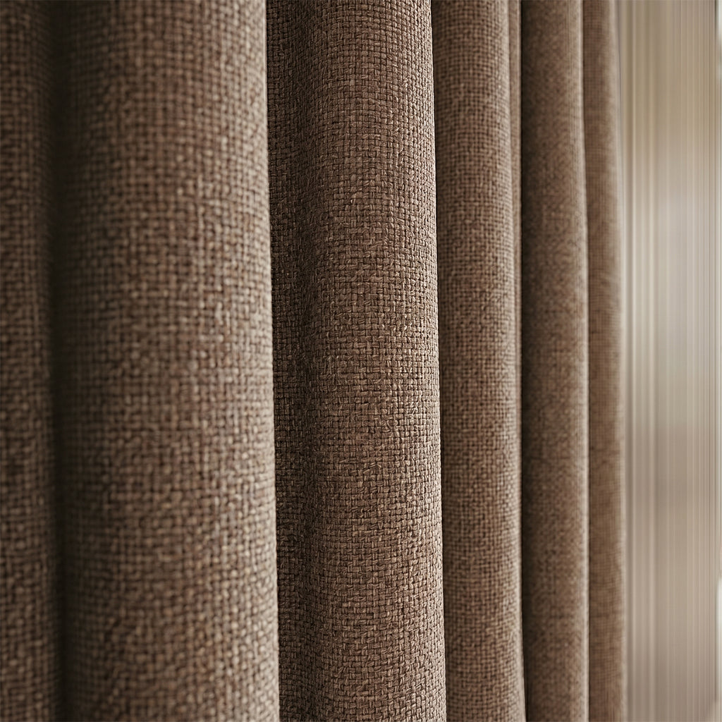 Bias polyester curtain fabric in neutral tones, ideal for curtains and drapes, from BEACON brand, style CN48305-8.