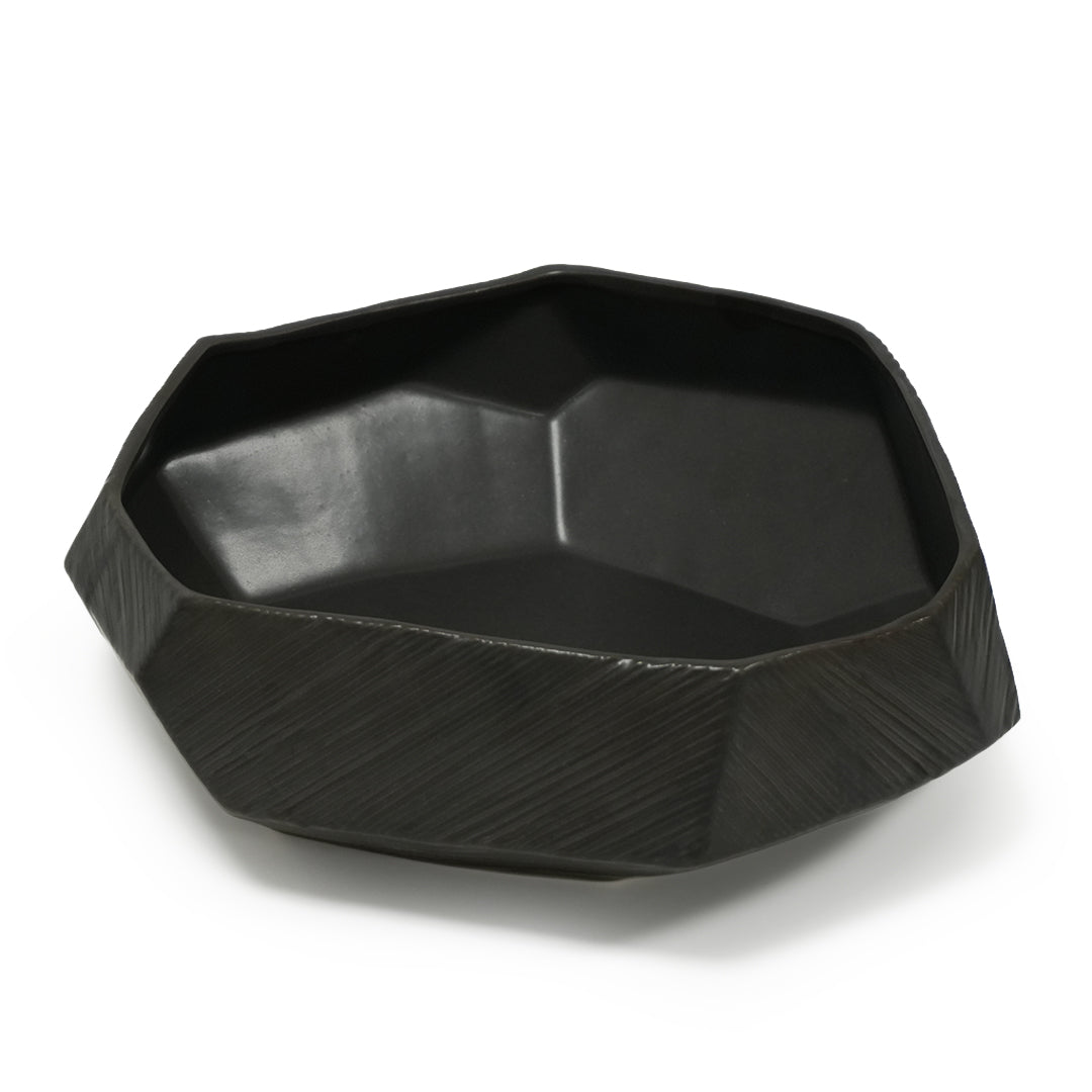 Black Volcanic J bowl - Large CB4399-34-R633 -  Bowls - ebarza Furniture UAE | Shop Modern Furniture in Abu Dhabi & Dubai - مفروشات ايبازرا في الامارات | تسوق اثاث عصري وديكورات مميزة في دبي وابوظبي