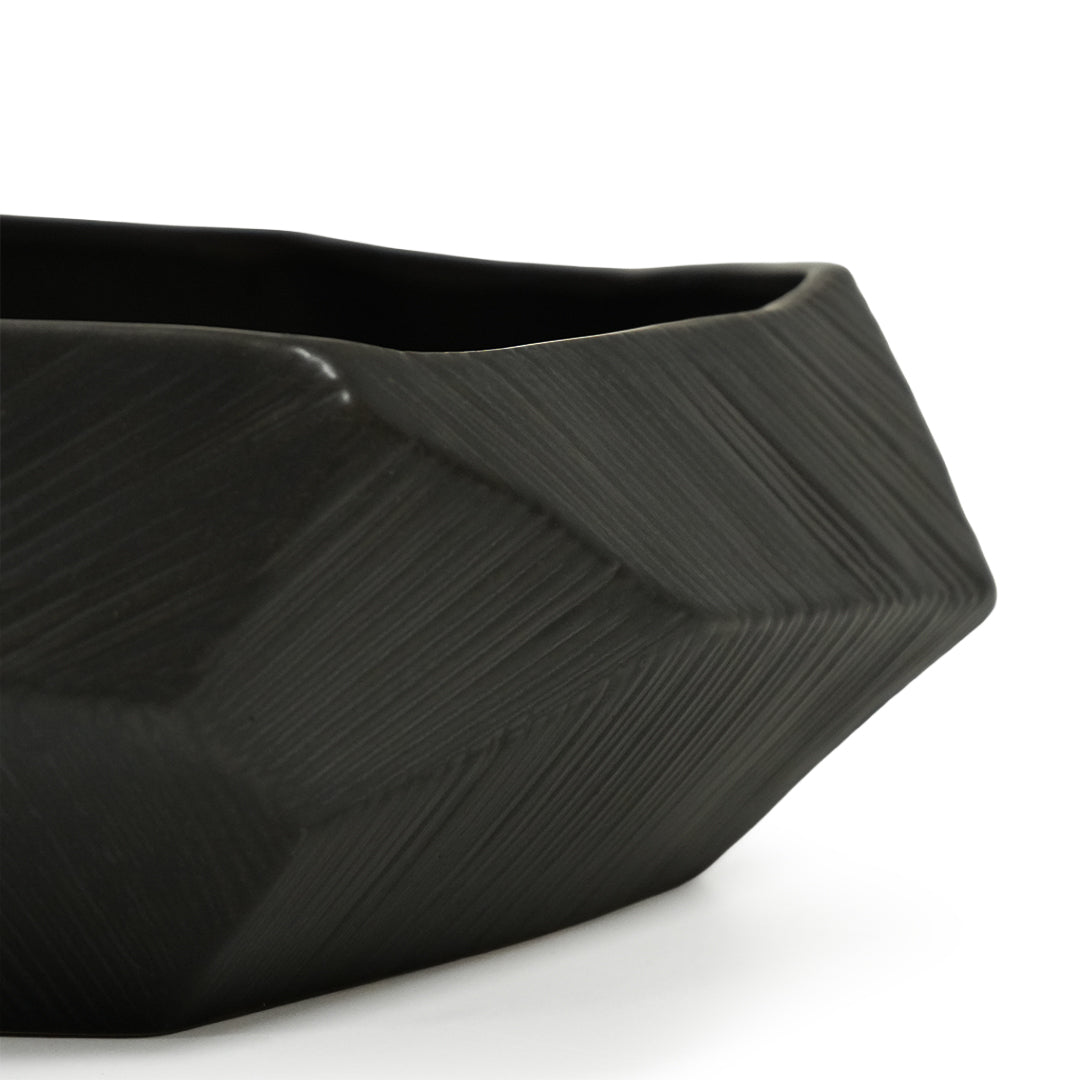 Black Volcanic J bowl - Large CB4399-34-R633 -  Bowls - ebarza Furniture UAE | Shop Modern Furniture in Abu Dhabi & Dubai - مفروشات ايبازرا في الامارات | تسوق اثاث عصري وديكورات مميزة في دبي وابوظبي