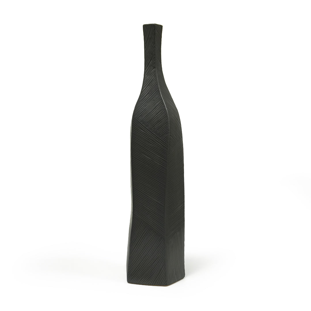 Black Volcanic Large Chizzled Bottle Vase CB4370-55-R633