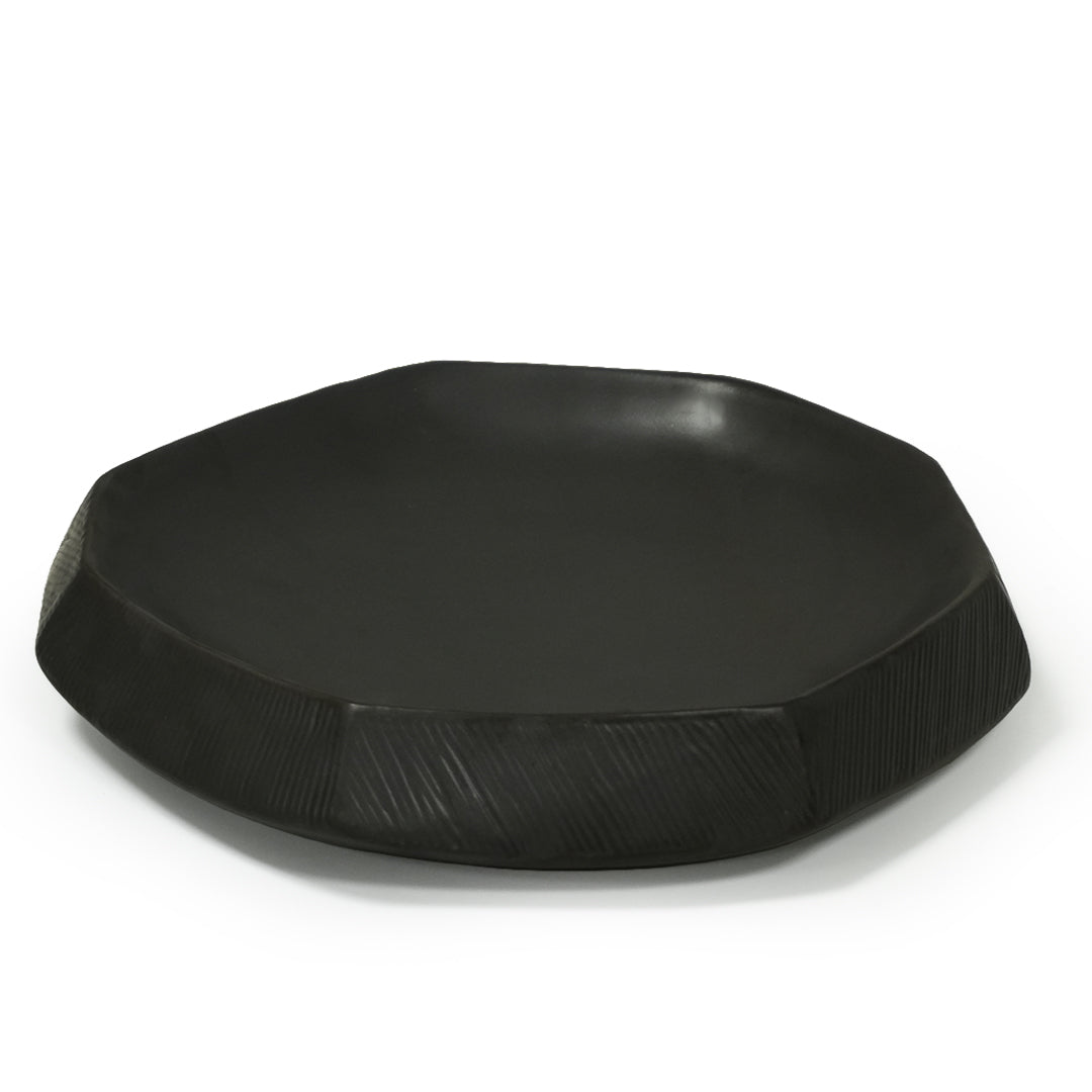 Black Volcanic Large Chizzled Platter CB4364-37-R633 -  Plates - ebarza Furniture UAE | Shop Modern Furniture in Abu Dhabi & Dubai - مفروشات ايبازرا في الامارات | تسوق اثاث عصري وديكورات مميزة في دبي وابوظبي