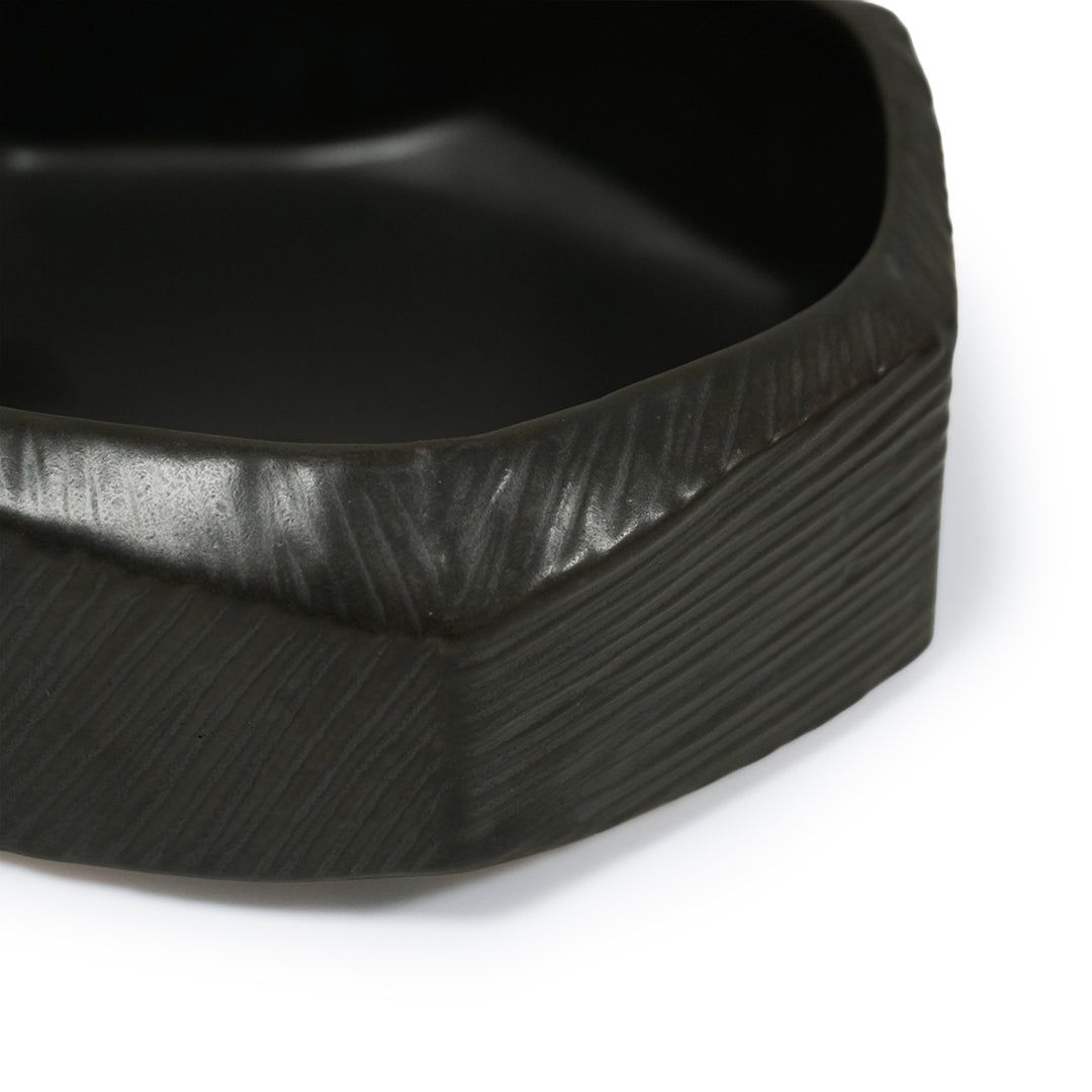 Black Volcanic Small Chizzled Bowl CB4420-15-R633 -  Bowls - ebarza Furniture UAE | Shop Modern Furniture in Abu Dhabi & Dubai - مفروشات ايبازرا في الامارات | تسوق اثاث عصري وديكورات مميزة في دبي وابوظبي