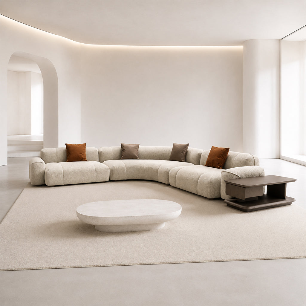 Modern bold corner sofa with matching coffee table by HOMAGE KOLTUK, featuring sleek design and comfortable seating.