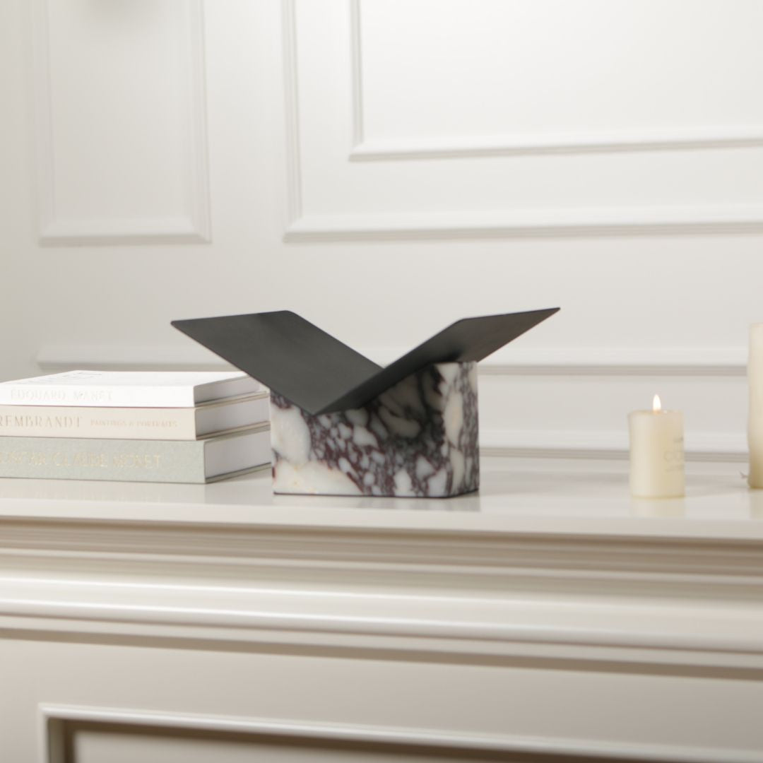 Pre-order 15 Days Delivery Bulgari Marble & Iron Magzaine Holder KH5007B -  Bookends - ebarza Furniture UAE | Shop Modern Furniture in Abu Dhabi & Dubai - مفروشات ايبازرا في الامارات | تسوق اثاث عصري وديكورات مميزة في دبي وابوظبي