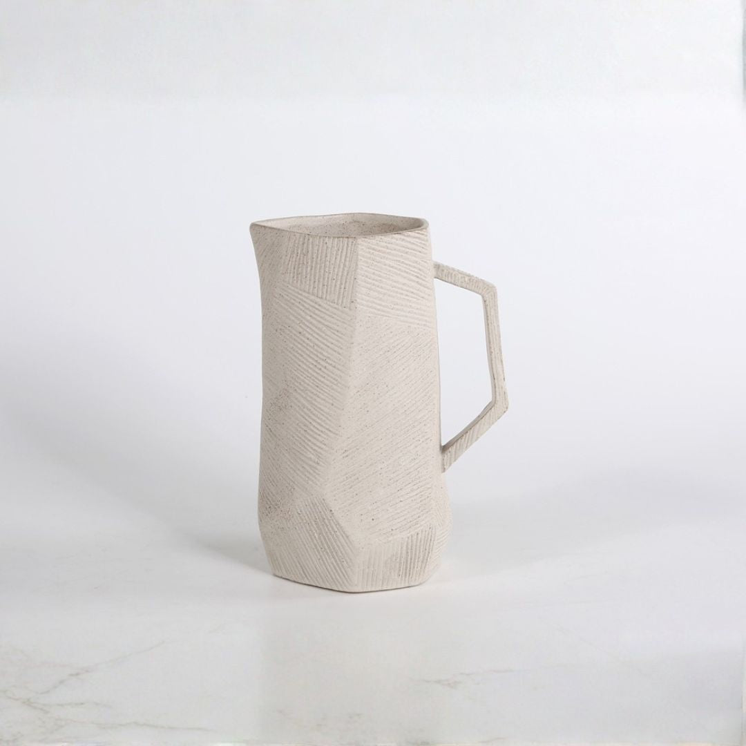 Pre-order 65 Days Delivery Hessian Off-White Chizzled jug CB4366-23-R537 -  Drinkware - ebarza Furniture UAE | Shop Modern Furniture in Abu Dhabi & Dubai - مفروشات ايبازرا في الامارات | تسوق اثاث عصري وديكورات مميزة في دبي وابوظبي