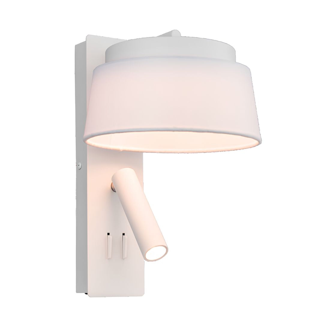 Calm Hotel Style Headboard/ Wall Reading Lamp Calm-WLB)-01  FI White+Grey linen shade
