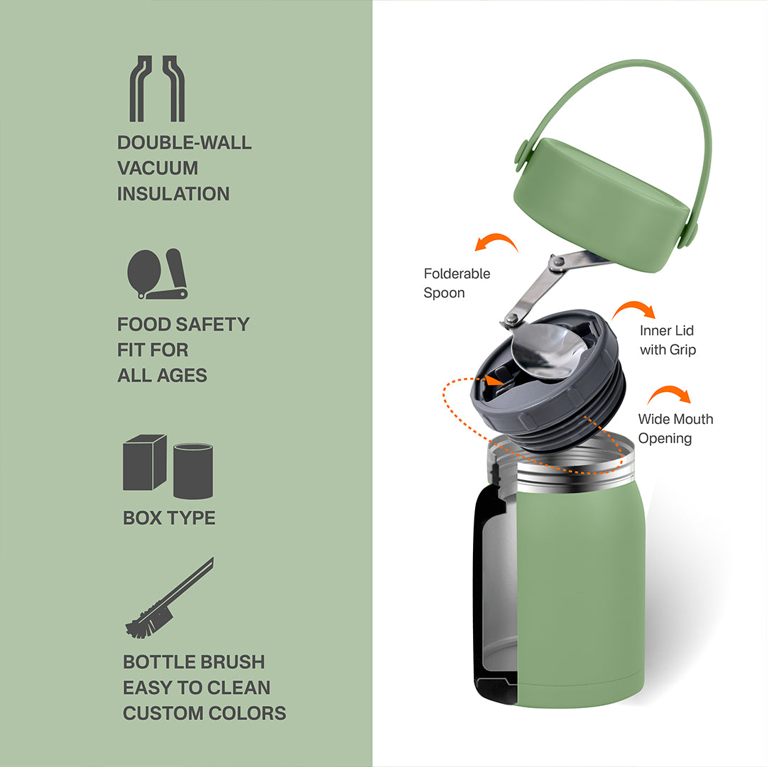 BEACON Canyon 700ML food jar with secure lid, durable drinkware container for snacks and meals, gray color