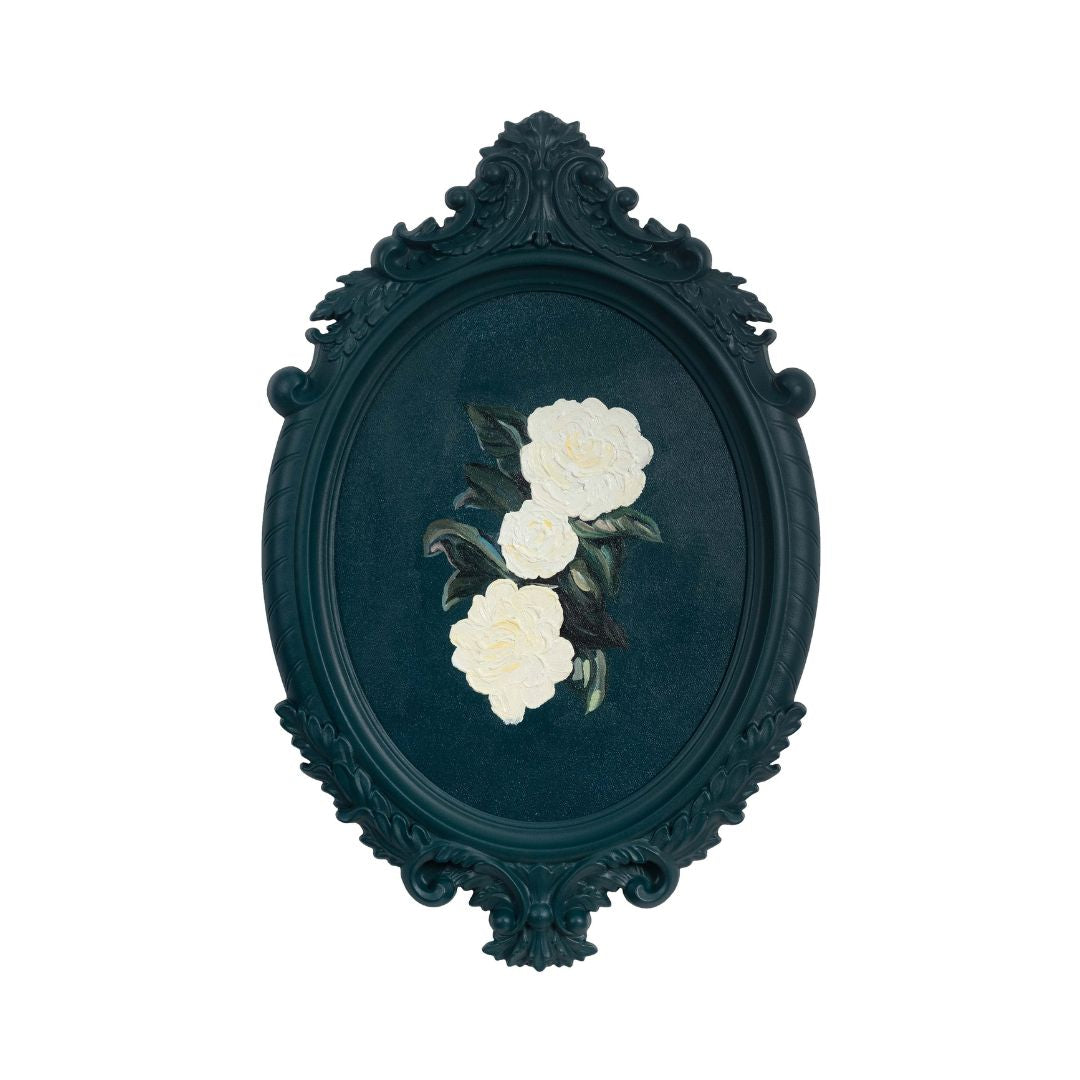 Handmade wall painting featuring a cartouche design, measuring 48x74cm, by BEACON (TYDG), decorative art for interior walls.