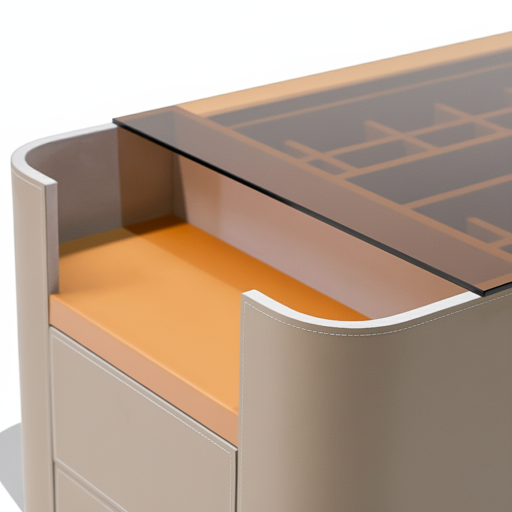 BEACON Valmont Center Island Dresser BNY-802 with spacious drawers and modern design, shown in a sleek, natural wood finish.
