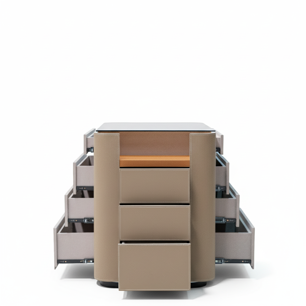 BEACON Valmont Center Island Dresser BNY-802 with sleek wood finish and multiple storage drawers, modern design for bedroom organization
