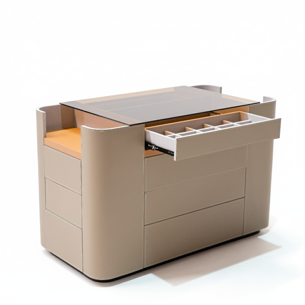 BEACON Valmont Center Island Dresser BNY-802 with sleek modern design and spacious storage drawers.