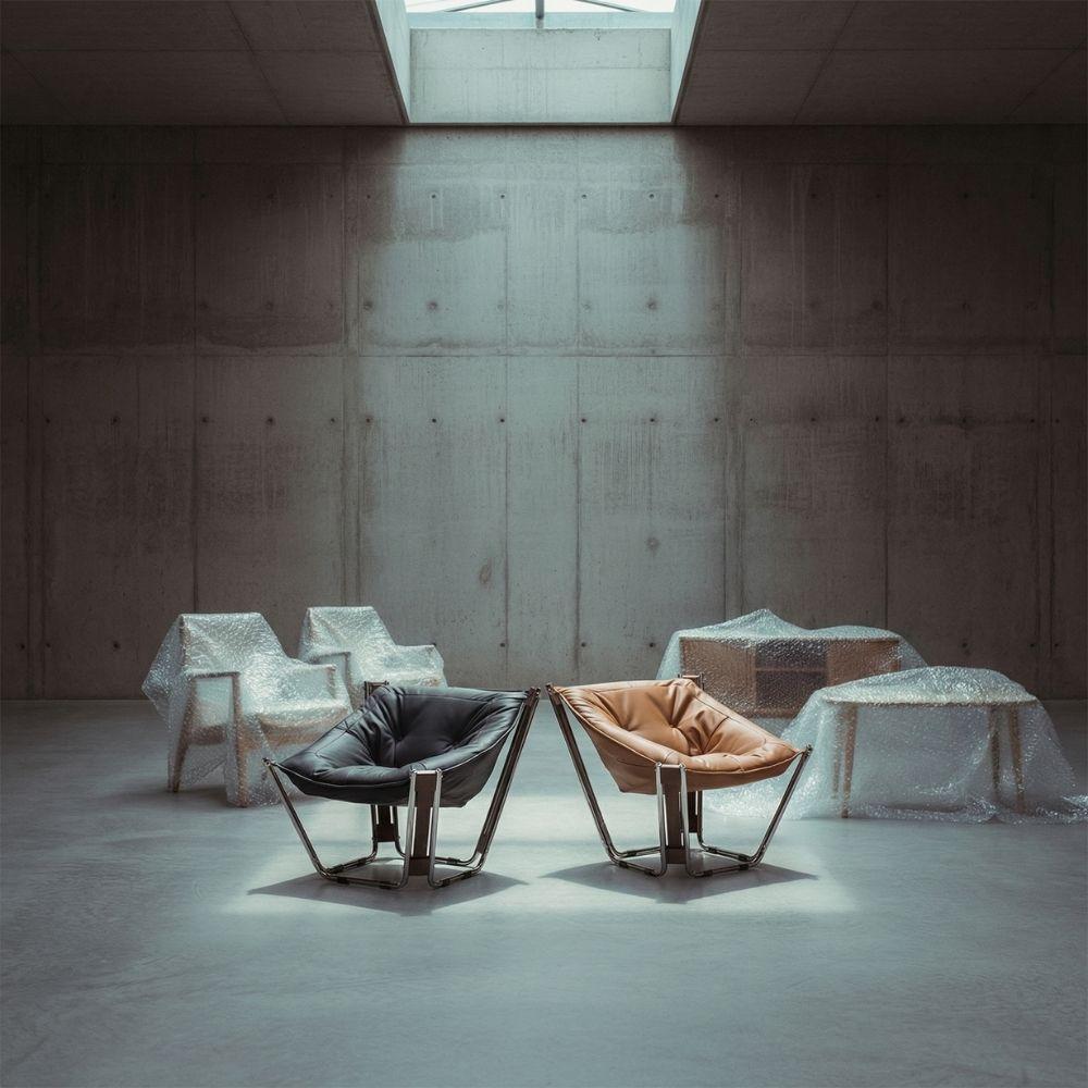 Black Cocoon Lounge Chair by BEACON PS-A179 with a cozy, rounded design perfect for relaxing living spaces.