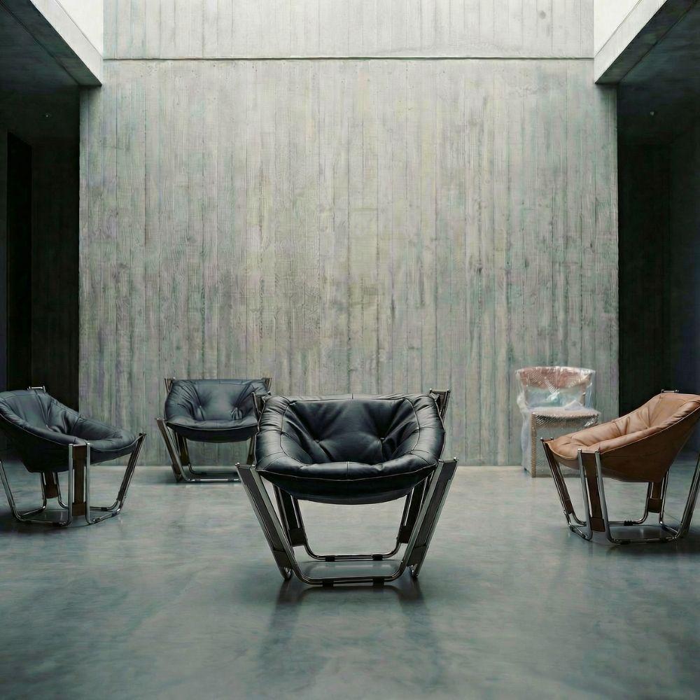 Black Cocoon Lounge Chair PS-A179 by BEACON, modern ergonomic lounge chair with a cozy, cocoon-shaped design.