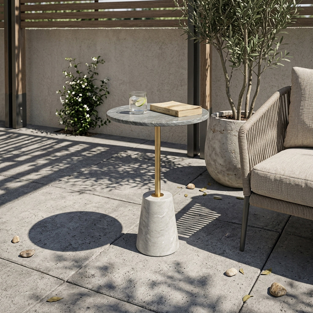 Gray BEACON coffee table with a sleek modern design, featuring a smooth tabletop and sturdy base.