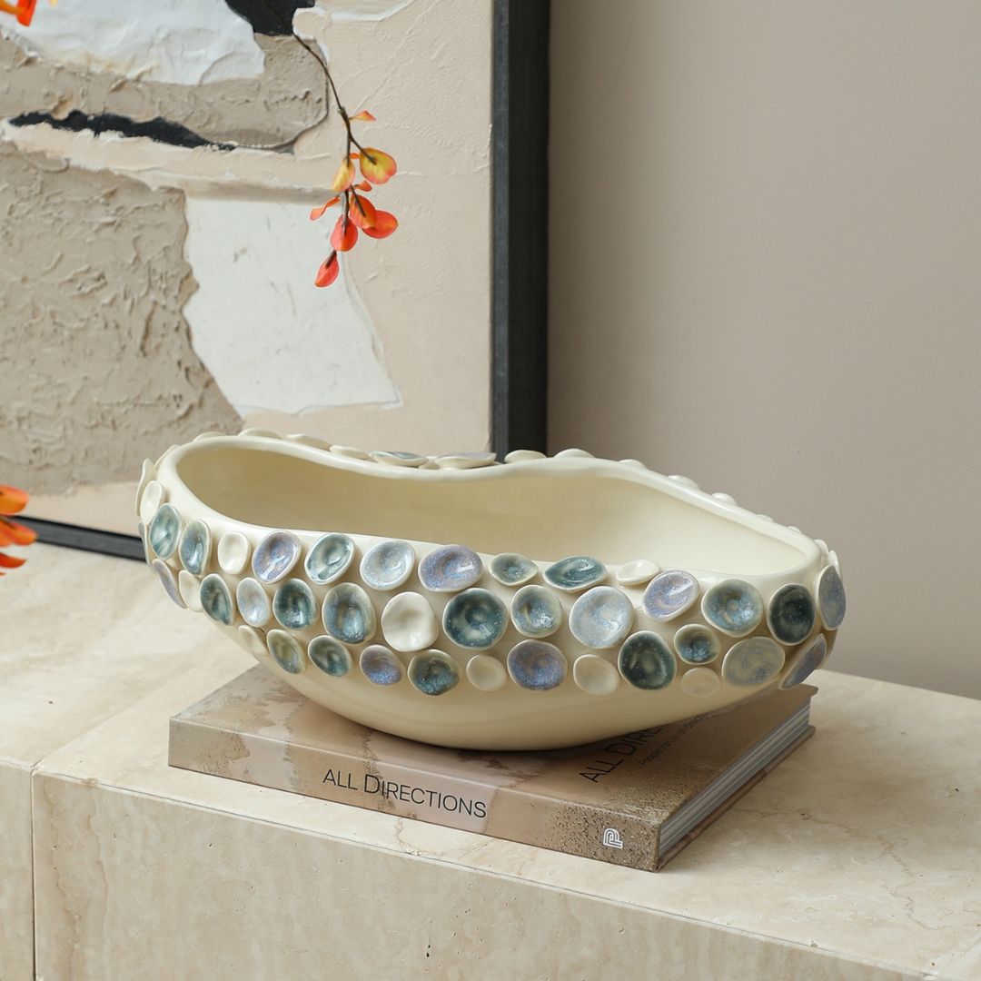 Pre-order 15 Days Delivery Colorful Round Glazed Handmade Ceramic Bowl FF-D25180B -  Bowls - ebarza Furniture UAE | Shop Modern Furniture in Abu Dhabi & Dubai - مفروشات ايبازرا في الامارات | تسوق اثاث عصري وديكورات مميزة في دبي وابوظبي